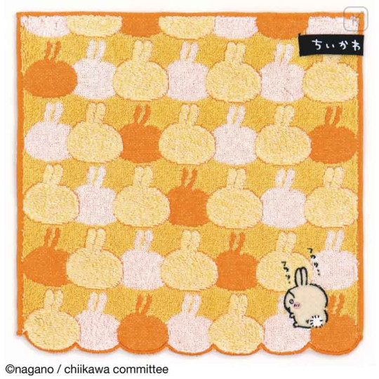 Japan Chiikawa Embroidery Mini Towel Handkerchief - Rabbit / Orange - 1