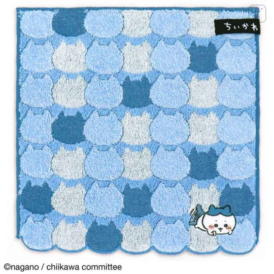 Japan Chiikawa Embroidery Mini Towel Handkerchief - Hachiware / Blue - 1