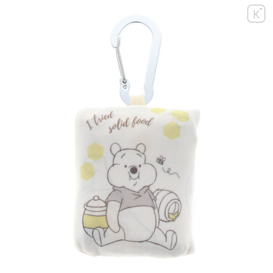 Japan Disney Eco Shopping Bag With Carabiner - Pooh & Friends / Beige Food Time - 1