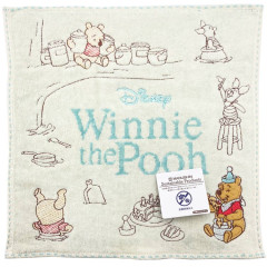 Japan Disney Jacquard Towel Handkerchief - Pooh & Piglet / Party Time