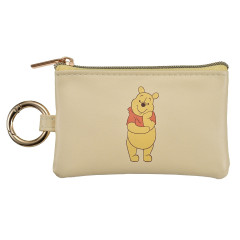 Japan Disney Mini Flat Pouch Multi-Case with Carabiner - Pooh