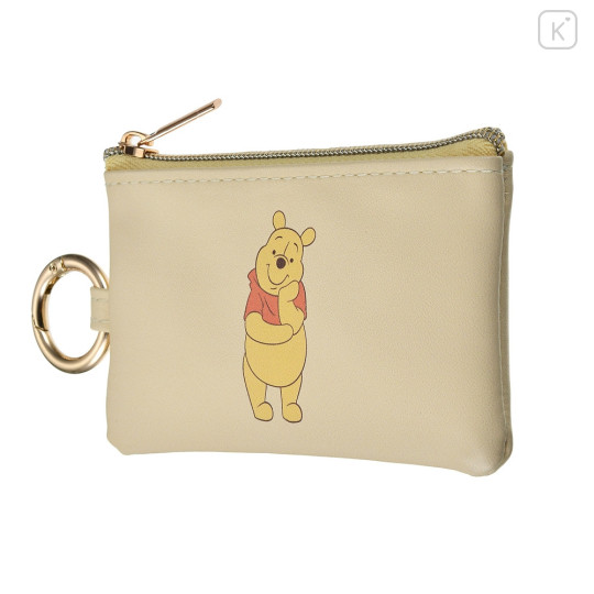 Japan Disney Mini Flat Pouch Multi-Case with Carabiner - Pooh - 2