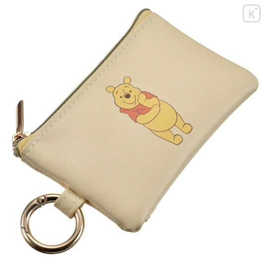 Japan Disney Mini Flat Pouch Multi-Case with Carabiner - Pooh - 5