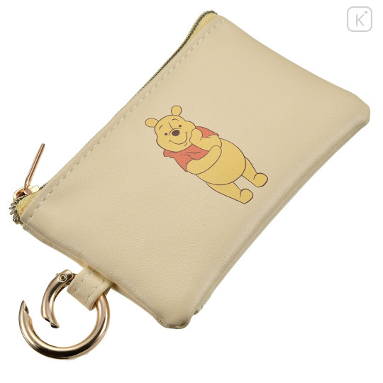 Japan Disney Store Mini Flat Pouch Multi-Case with Carabiner - Pooh - 6