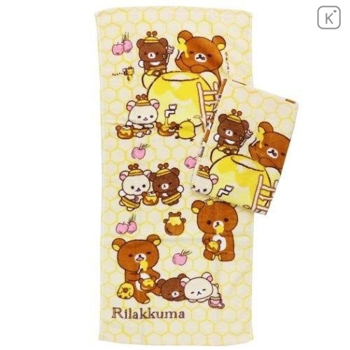Japan San-X Rilakkuma Fluffy Towel - Honey 2 pcs - 1