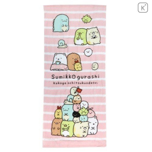 Japan San-X Fluffy Towel - Sumikko Gurashi / Pink Border - 1