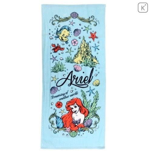 Japan Disney Fluffy Towel - Little Mermaid Ariel Blue - 1