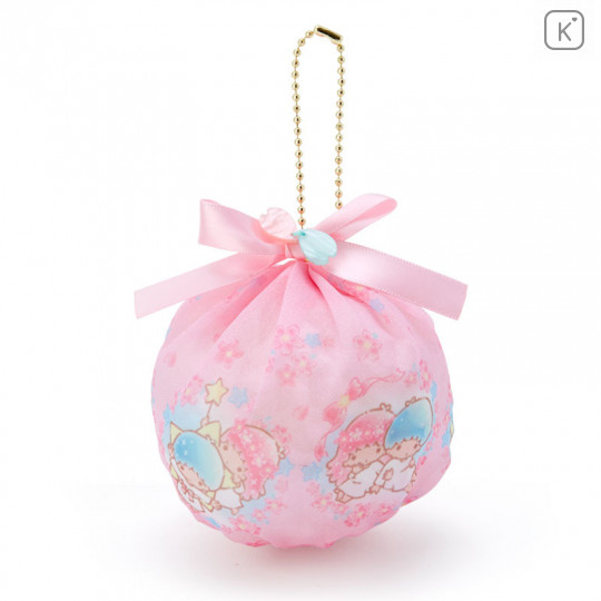 Japan Sanrio Mini Pouch with Ball Chain - Little Twin Stars & Sakura - 1