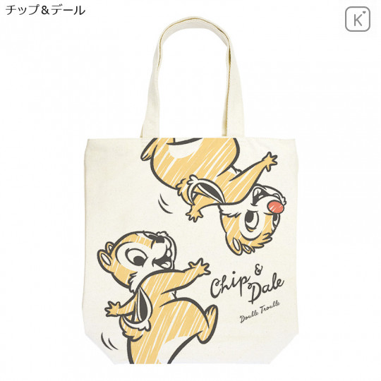 Japan Disney Cotton Tote Bag - Chip & Dale - 1