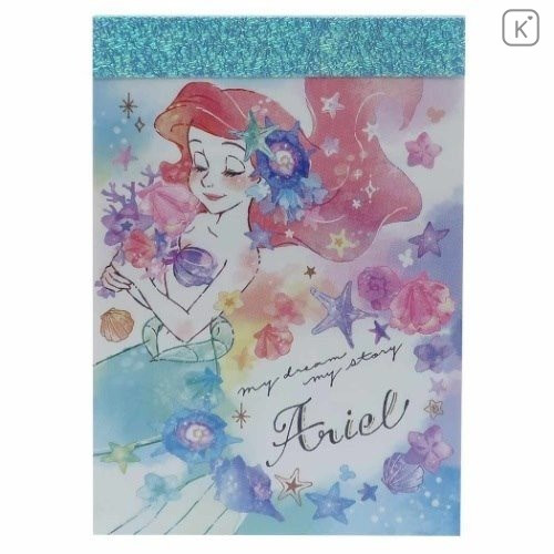 Japan Disney Mini Notepad - Little Mermaid Ariel & Flora - 1