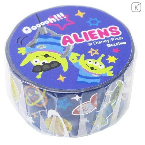 Japan Disney Washi Masking Tape - Toy Story Little Green Men Aliens with Foil Gold - 1