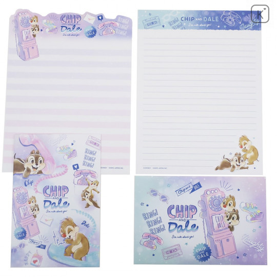 Japan Disney Letter Envelope Set - Chip & Dale Purple - 1