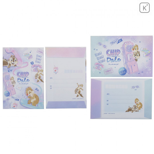Japan Disney Letter Envelope Set - Chip & Dale Purple - 2