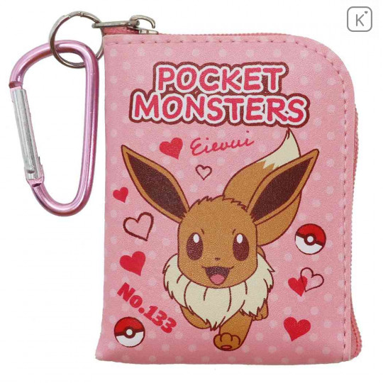 Japan Pokemon Mini Pouch Key Bag with Hook - Eevee - 1