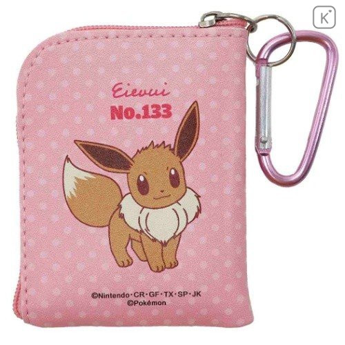 Japan Pokemon Mini Pouch Key Bag with Hook - Eevee - 2