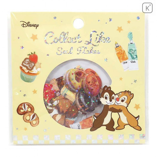 Japan Disney Masking Seal Flake Sticker - Chip & Dale Glitter - 1