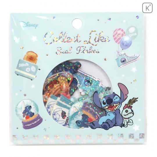 Japan Disney Masking Seal Flake Sticker - Stitch Glitter - 1