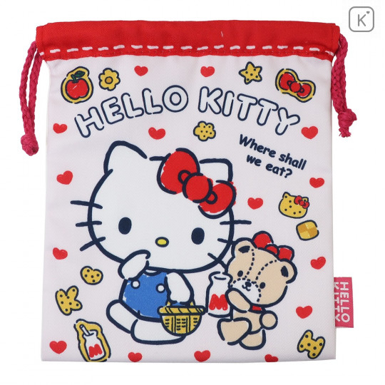 Japan Sanrio Drawstring Bag - Hello Kitty White - 1