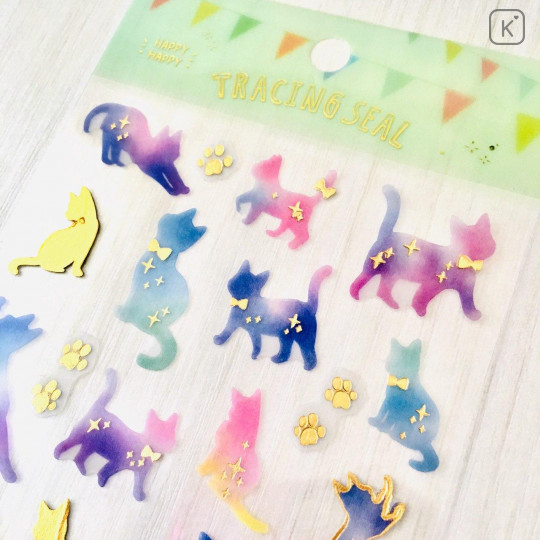 Colorful Stickers with Foil Gold - Cats - 1