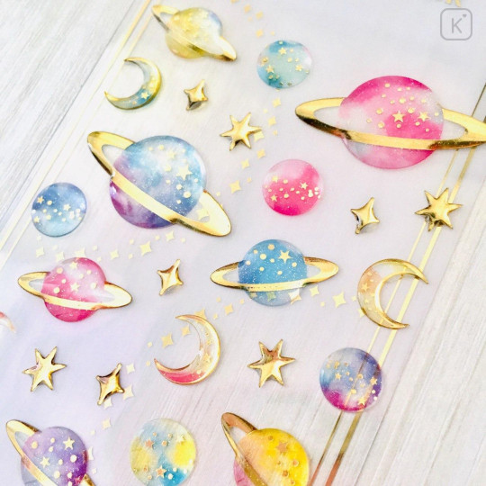 Colorful 3D Stickers with Foil Gold - Planet - 1