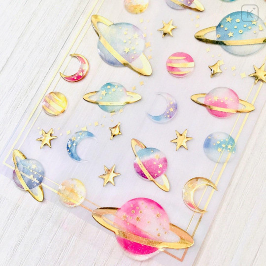 Colorful 3D Stickers with Foil Gold - Planet - 2