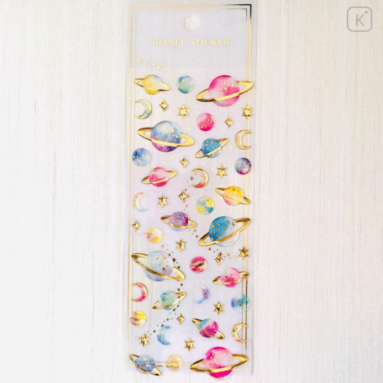 Colorful 3D Stickers with Foil Gold - Planet - 3