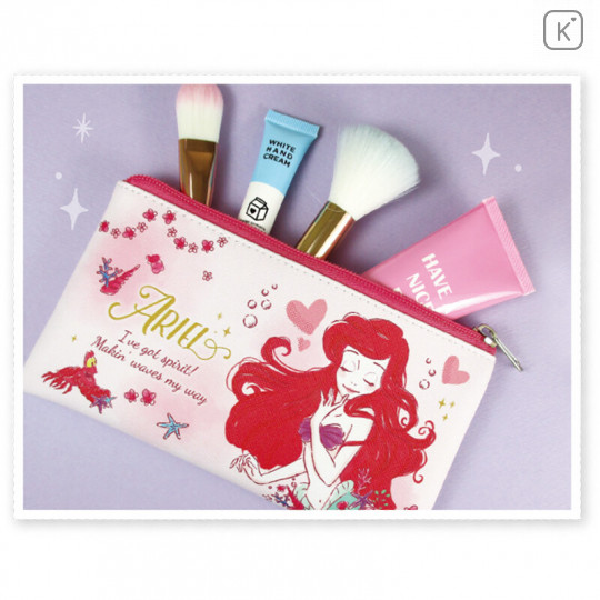 Japan Disney Clear Makeup Pouch Bag Pencil Case (M) - Little Mermaid Ariel - 3