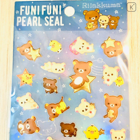 Japan San-X Rilakkuma Bear Seal Sticker - Pearl Bubble Stars Night - 2
