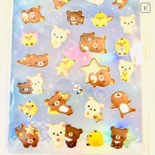 Japan San-X Rilakkuma Bear Seal Sticker - Pearl Bubble Stars Night - 3