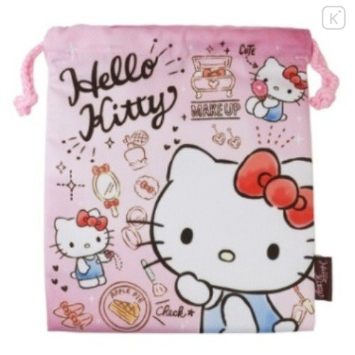 Japan Sanrio Drawstring Bag - Hello Kitty White - 1