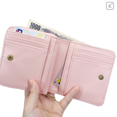 Japan Disney Folded Wallet - Chip & Dale White & Pink - 3