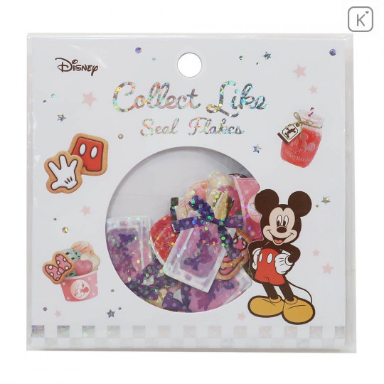 Japan Disney Masking Seal Flake Sticker - Glitter Mickey & Minnie - 1
