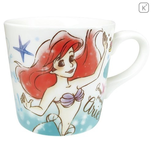 Japan Disney Princess Ceramic Mug - Little Mermaid Ariel White - 1