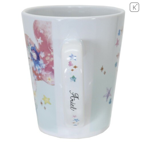 Japan Disney Princess Ceramic Mug - Little Mermaid Ariel & Flower - 3