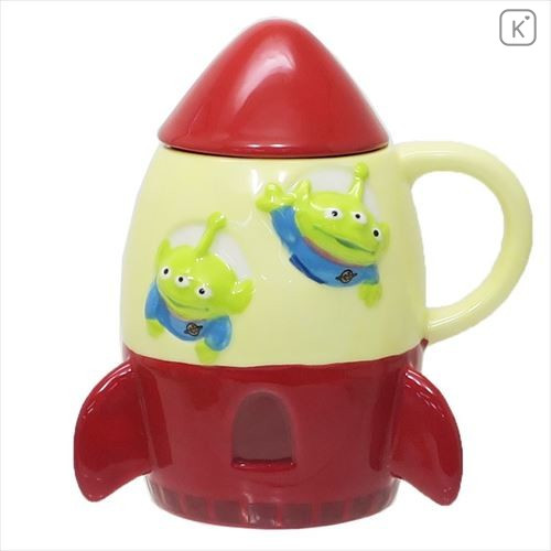 Japan Disney Die-cut Face Mug - Toy Story Little Green Men Rocket - 1
