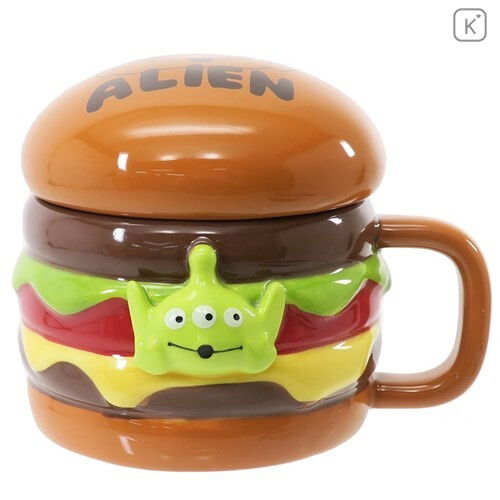 Japan Disney Die-cut Face Mug - Toy Story Little Green Men Burger - 1