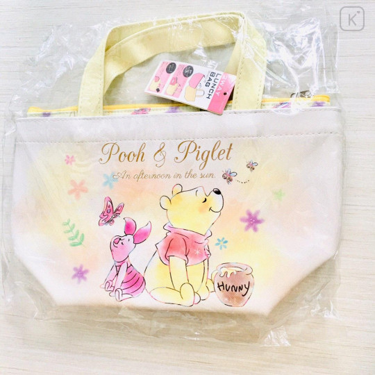 Japan Disney Tote Bag with Insulation Pouch - Winnie The Pooh & Piglet - 2