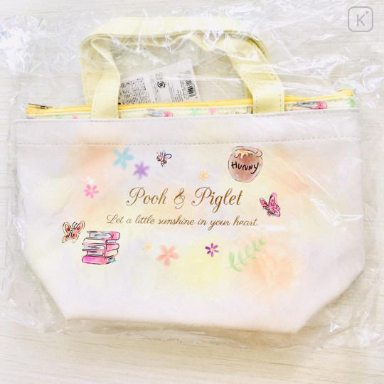 Japan Disney Tote Bag with Insulation Pouch - Winnie The Pooh & Piglet - 4