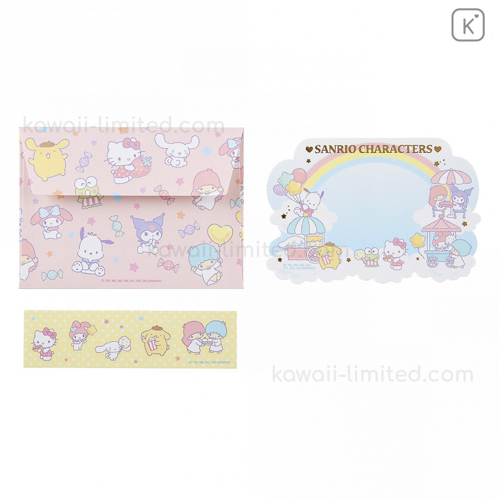 Sanrio Character Kitty Melody Pompompurin Writing Letter Envelope SET MADE JAPAN 
