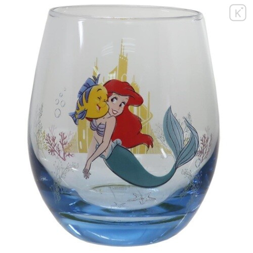 Japan Disney Princess Glass Tumbler - Little Mermaid Ariel - 1