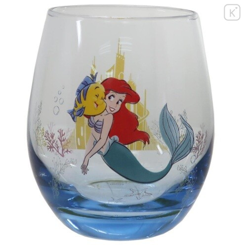 Japan Disney Princess Glasses Tumbler - Little Mermaid Ariel - 1