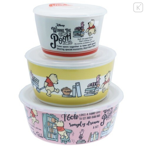 Japan Disney Pottery Bowl Gift Set - Winnie The Pooh - 1