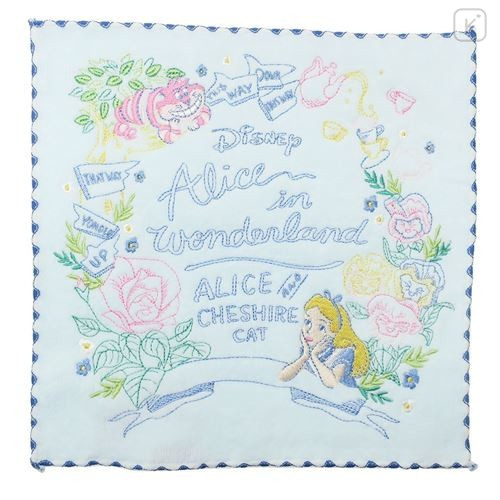 Japan Disney Embroidery Handkerchief Wash Towel - Alice in Wonderland - 1