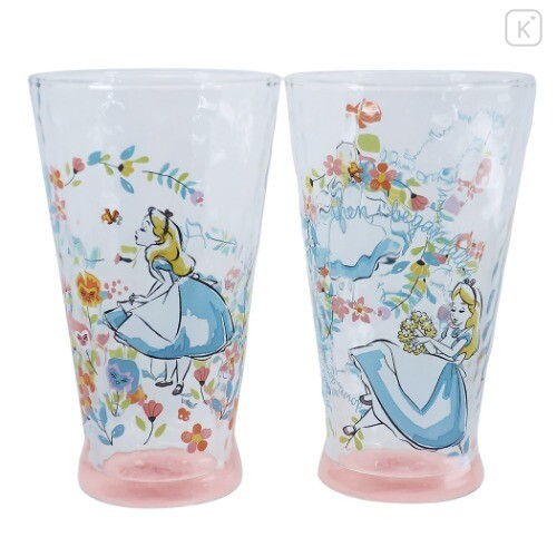 Japan Disney Princess Glass Tumbler Gift Set - Alice in Wonderland - 1