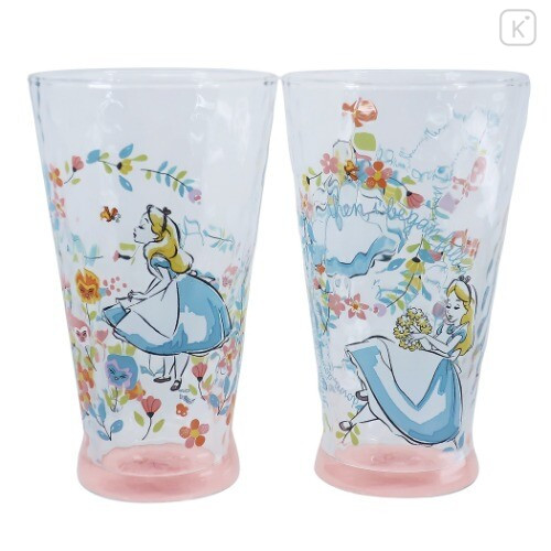 Japan Disney Princess Glasses Tumbler Gift Set - Alice in Wonderland - 1