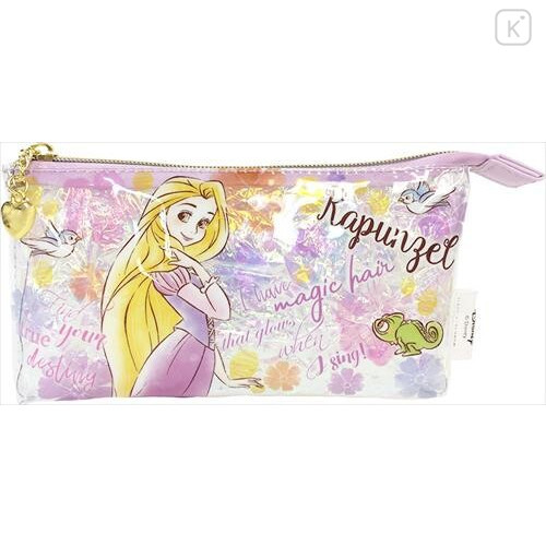 Japan Disney Clear Makeup Pouch Bag Pencil Case (M) - Rapunzel - 1