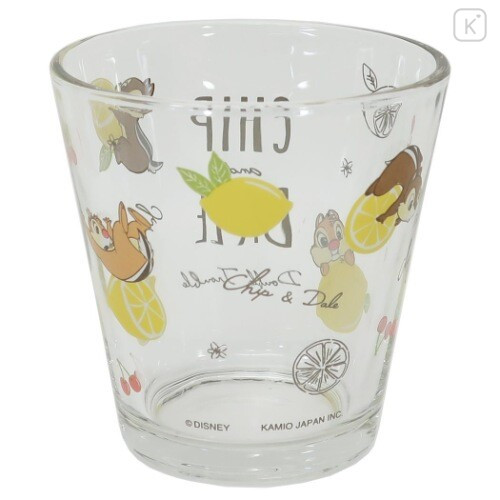 Japan Disney Glass Tumbler - Chip & Dale Lemon - 2