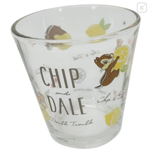 Japan Disney Glass Tumbler - Chip & Dale Lemon - 3