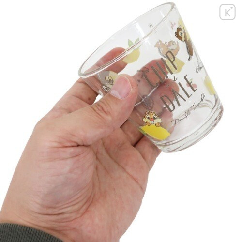 Japan Disney Glass Tumbler - Chip & Dale Lemon - 4