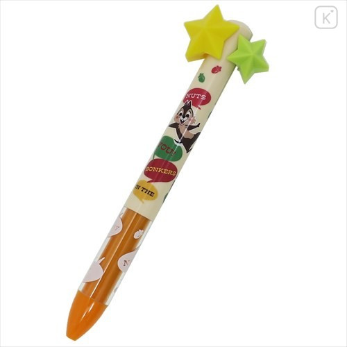 Japan Disney Two Color Mimi Pen - Chip & Dale with Star - 1